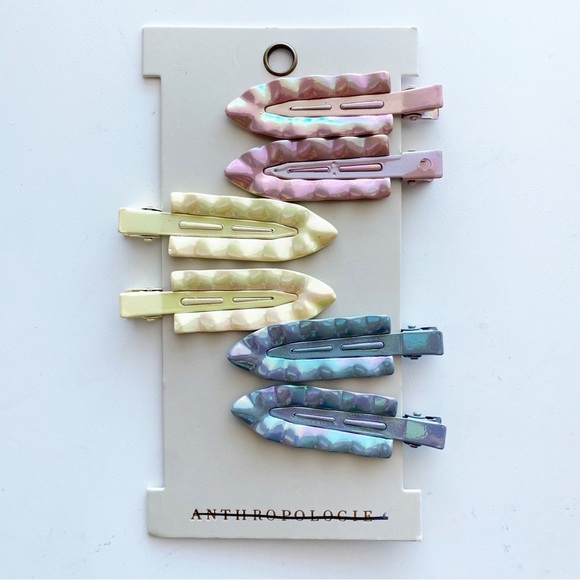 ANTHROPOLOGIE Iridescent Hair Clips Set of 6 NWT - Picture 2 of 5